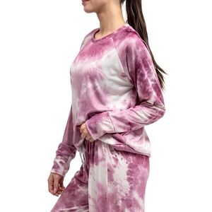 Hello Mello Dyes the Limit Pink Tie Dye Long Sleeve Lounge Top Womens XL